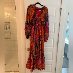 Farm Rio Vintage Wave Long Sleeve Maxi. Size Large.